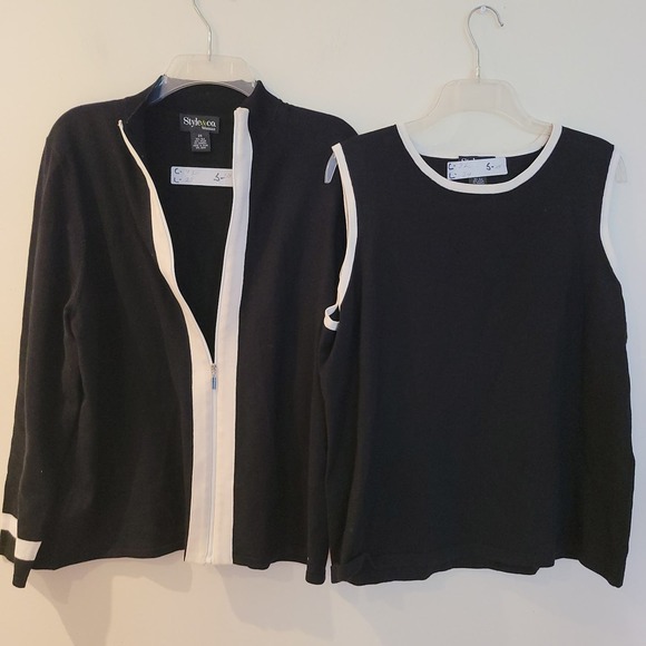 Style and Co 2 piece Women's Black and White Zippered Sweater Set Size 2X - Picture 5 of 7
